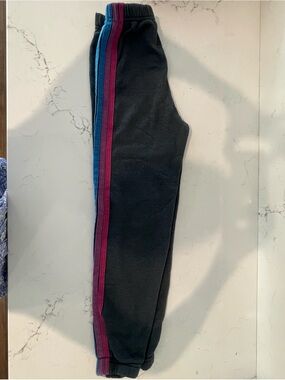 Aviator Nation Black Joggers with Blue and Purple Side Stripes